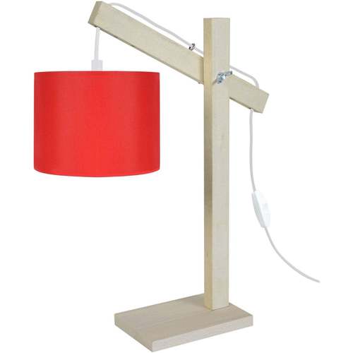 Les Petites Bomb Lampes de bureau Tosel Lampe de bureau articulé bois naturel et rouge Beige