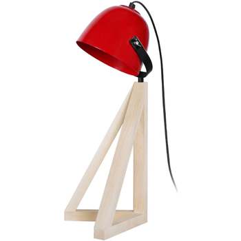 Maison & Déco Lampes de bureau Tosel Lampe de bureau dôme bois naturel et rouge Beige