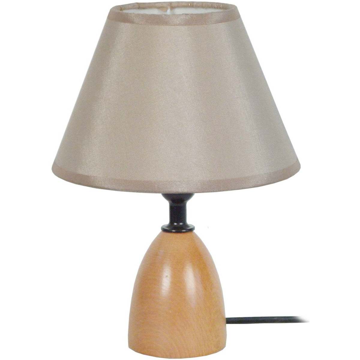 Maison & Déco Lampes de bureau Tosel Lampe de chevet conique bois naturel et taupe Beige
