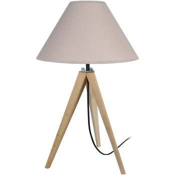 Maison & Déco Lampes de bureau Tosel Lampe de chevet trépied bois naturel et taupe Beige