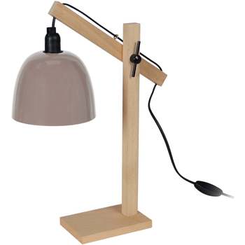 Suspension Conique Tissu Taupe Lampes de bureau Tosel Lampe de bureau articulé bois naturel et taupe Beige