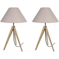 Tops / Blouses Lampes de bureau Tosel Lampe de chevet trépied bois naturel et taupe Beige