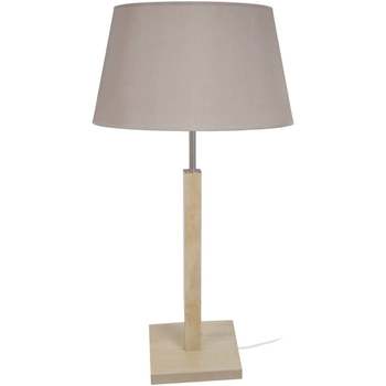 Calvin Klein Jea Lampes de bureau Tosel Lampe a poser colonne bois naturel et taupe Beige