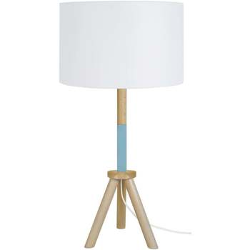 Maison & Déco Lampes de bureau Tosel Lampe a poser trépied bois naturel,bleu et blanc Beige