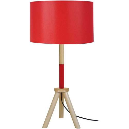 Maison & Déco Lampes de bureau Tosel Lampe a poser trépied bois naturel,rouge et blanc Beige
