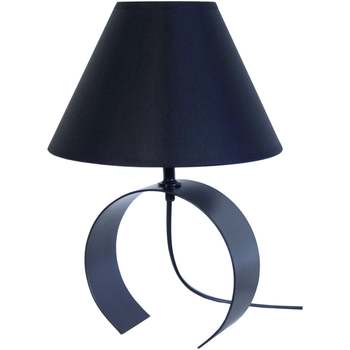 Suspension Conique Tissu Taupe Lampes de bureau Tosel Lampe de chevet demi cylindrique métal noir Noir