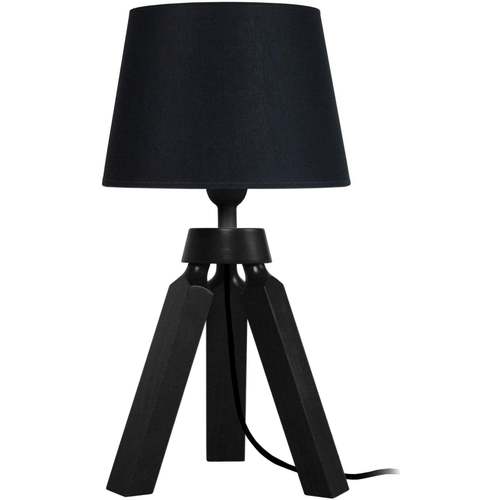 Suspension Conique Tissu Taupe Lampes de bureau Tosel Lampe de chevet trépied bois noir Noir