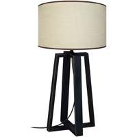 Maison & Déco Lampes de bureau Tosel Lampe de chevet colonne bois noir et blanc Noir