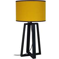 Maison & Déco Lampes de bureau Tosel Lampe de chevet colonne bois noir et jaune Noir