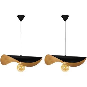 Maison & Déco Lustres / suspensions et plafonniers Tosel Suspension chapeau de dame métal noir et or Noir