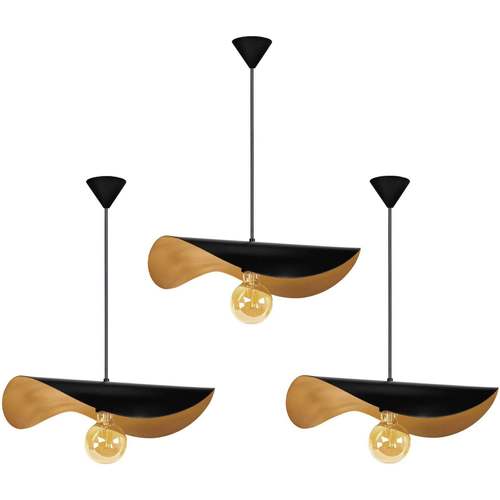 Maison & Déco Lustres / suspensions et plafonniers Tosel Suspension chapeau de dame métal noir et or Noir
