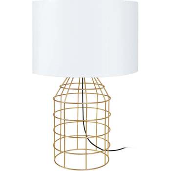 Maison & Déco Diam 90 cm Tosel Lampe a poser filaire métal or et blanc Doré