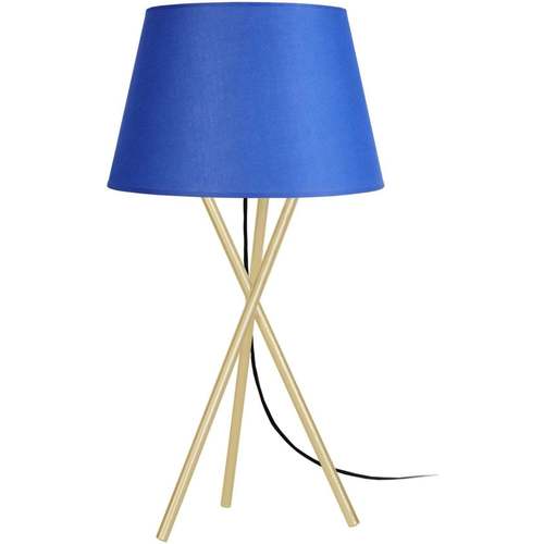 Maison & Déco Diam 90 cm Tosel Lampe de chevet trépied métal or et bleu Doré