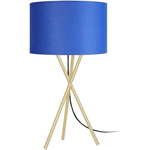 Maison & Déco Diam 90 cm Tosel Lampe de chevet trépied métal or et bleu Doré