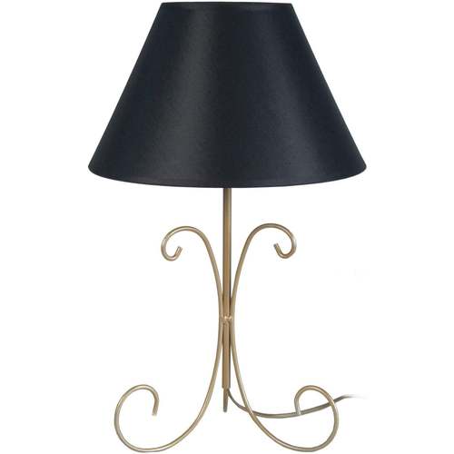 Maison & Déco Diam 90 cm Tosel Lampe de chevet colonne métal or et noir Doré