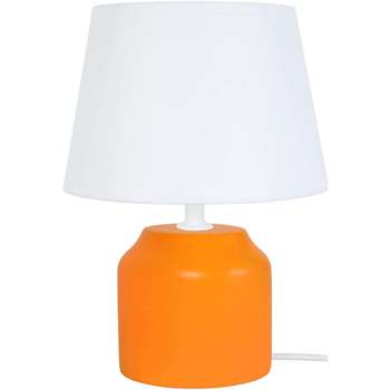 Maison & Déco sous 30 jours Tosel Lampe de chevet cylindrique bois orange et blanc Orange