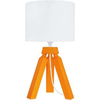 Maison & Déco Lampes de bureau Tosel Lampe de chevet trépied bois orange et blanc Orange