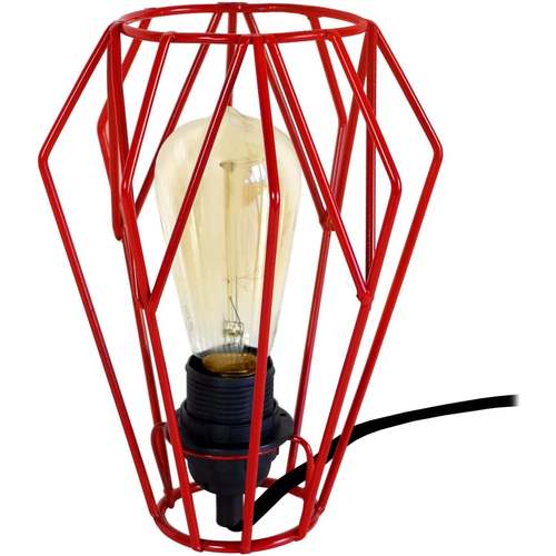 Suspension Conique Tissu Taupe Lampes de bureau Tosel Lampe de chevet géométrique métal rouge Rouge