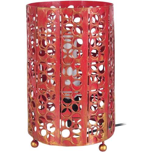 Bibliothèques / Etagères Lampes de bureau Tosel Lampe de chevet cylindrique métal rouge et or Rouge