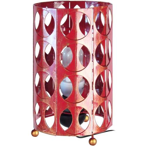 Maison & Déco Portefeuilles / Porte-monnaie Tosel Lampe de chevet cylindrique métal rouge et or Rouge
