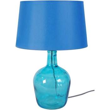 Ton sur ton Lampes de bureau Tosel Lampe a poser bouteille verre turquoise  et bleu Bleu