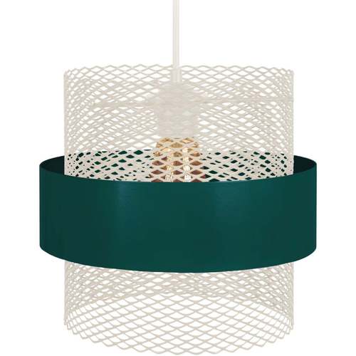 Maison & Déco Lustres / suspensions et plafonniers Tosel Suspension cylindrique métal vert et blanc Vert