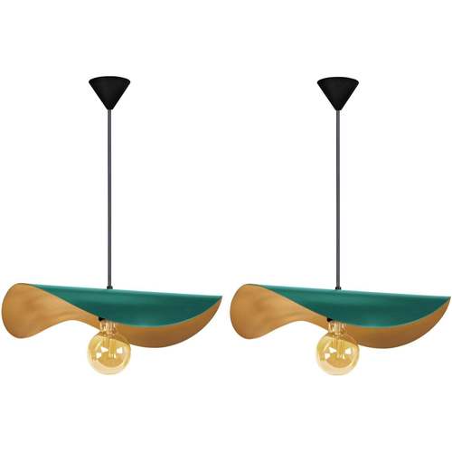 Maison & Déco Lustres / suspensions et plafonniers Tosel Suspension chapeau de dame métal vert et or Vert