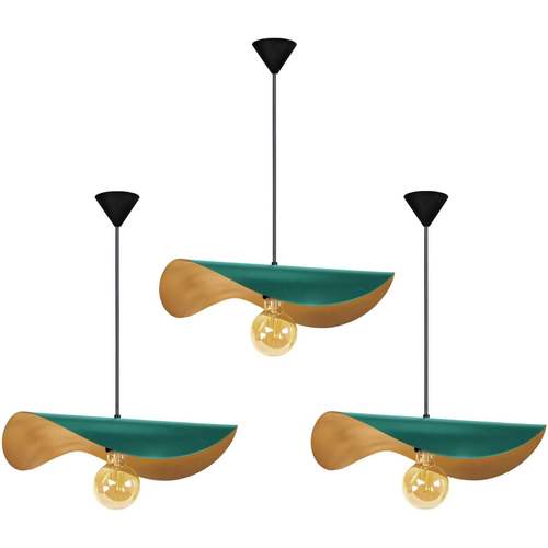 Maison & Déco Lustres / suspensions et plafonniers Tosel Suspension chapeau de dame métal vert et or Vert