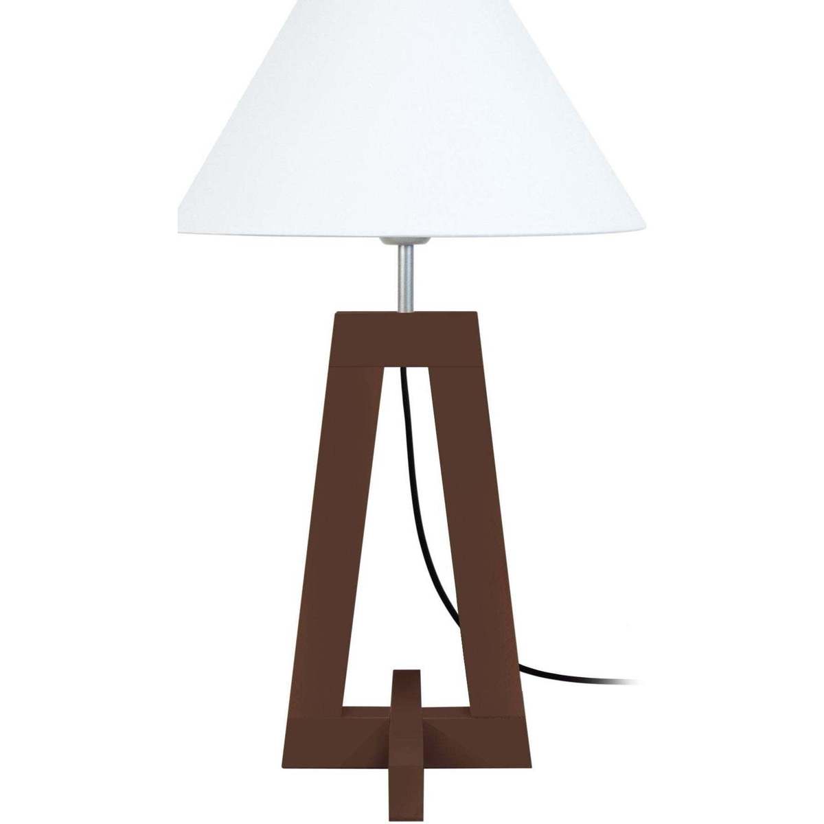 Maison & Déco Lampes de bureau Tosel Lampe de chevet colonne bois wangué et blanc Marron
