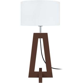 Maison & Déco Lampes de bureau Tosel Lampe de chevet colonne bois wangué et blanc Marron