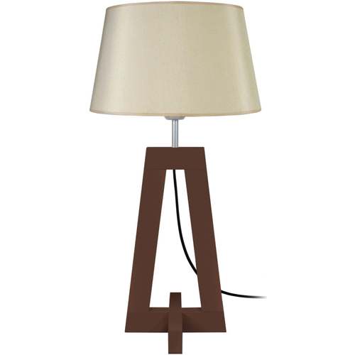 Maison & Déco Lampes de bureau Tosel Lampe de chevet colonne bois wangué et crème Marron