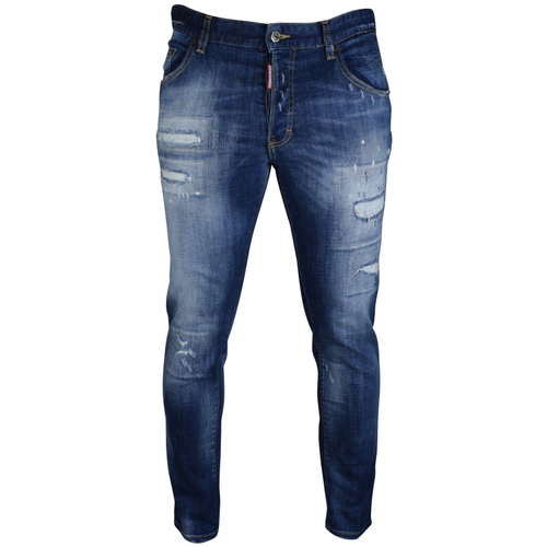 Vêtements Homme Jeans Dsquared Topman Smalle jeans van biologisch katoen met stretch in mid wash Bleu