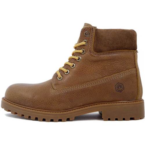 Chaussures Homme Boots Lumberjack Plat : 0 cm, Cuir Douce, Lacets-6901 Marron