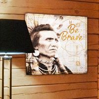 Maison & Déco Tableaux / toiles Sud Trading Petit cadre en bois Collection Apache - Be Brave Beige