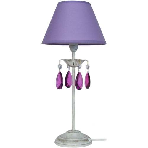 Maison & Déco Lampes de bureau Tosel Lampe de chevet colonne métal blanc or et violet Blanc