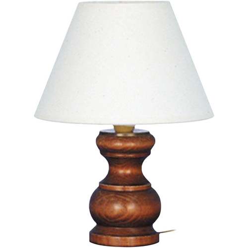 Suspension Conique Tissu Taupe Lampes de bureau Tosel Lampe de chevet colonne bois foncé Marron