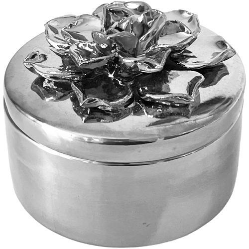 Maison & Déco Paniers / boites et corbeilles Imori Boite fleur argentée en céramique Argenté