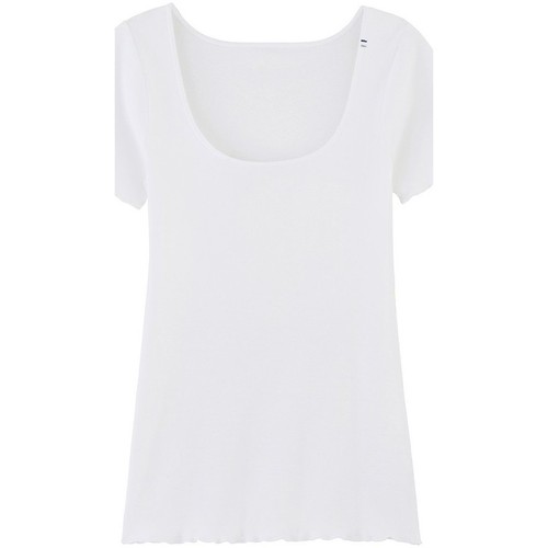 Vêtements Femme T-shirts manches FFR Achel Par Lemahieu T-shirt point de bourdon - La Flâneuse Blanc