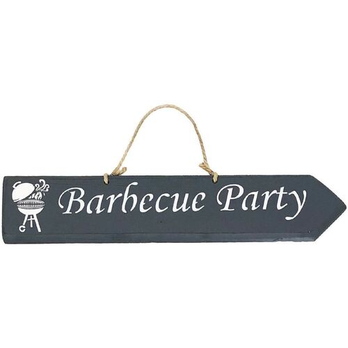 Maison & Déco Tableaux / toiles Qualiart Plaque décorative en bois - Barbecue Party - anthracite Gris