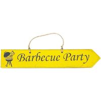 OFFREZ LA MODE EN CADEAU Tableaux / toiles Qualiart Plaque décorative en bois - Barbecue Party - moutarde Jaune