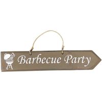 Maison & Déco Tableaux / toiles Qualiart Plaque décorative en bois - Barbecue Party - Taupe Marron