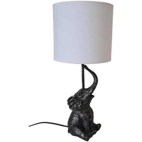 Maison & Déco Lampes à poser Imori Lampe de table éléphant noir patiné argent Argenté