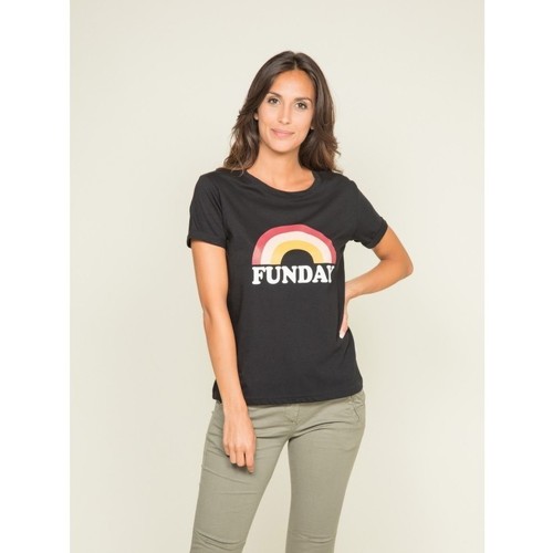 Vêtements T-shirts & Polos Dona X Lisa T-shirt col rond message FINA Noir