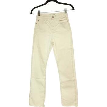 jeans zara  jean droit femme  34 - t0 - xs blanc 