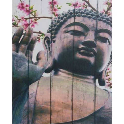 Maison & Déco Ton sur ton Item International Cadre carré en toile Bouddha - La main de la sagesse Gris