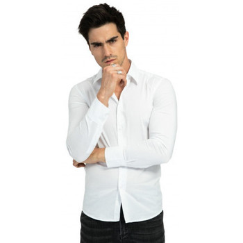 Vêtements Homme Chemises manches longues Frilivin Chemise homme classique blanc cintré N7179 - S Blanc