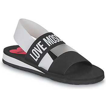 Chaussures Femme Sandales et Nu-pieds Love Moschino ELASTIC BICOLOR Noir / Blanc