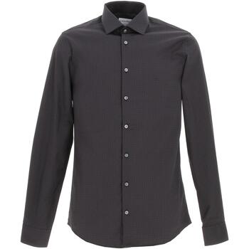 Vêtements Homme Chemises manches longues Calvin Klein Jeans Stretch collar print slim shirt blk Noir