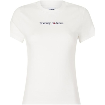 Vêtements Femme T-shirts & Polos Tommy Jeans T-shirt femme  Ref 58578 YBL Ecru Blanc