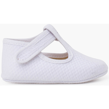 Chaussures Fille Mocassins Pisamonas Fermeture adhésive matelassée Pepito Baby Piqué Blanc